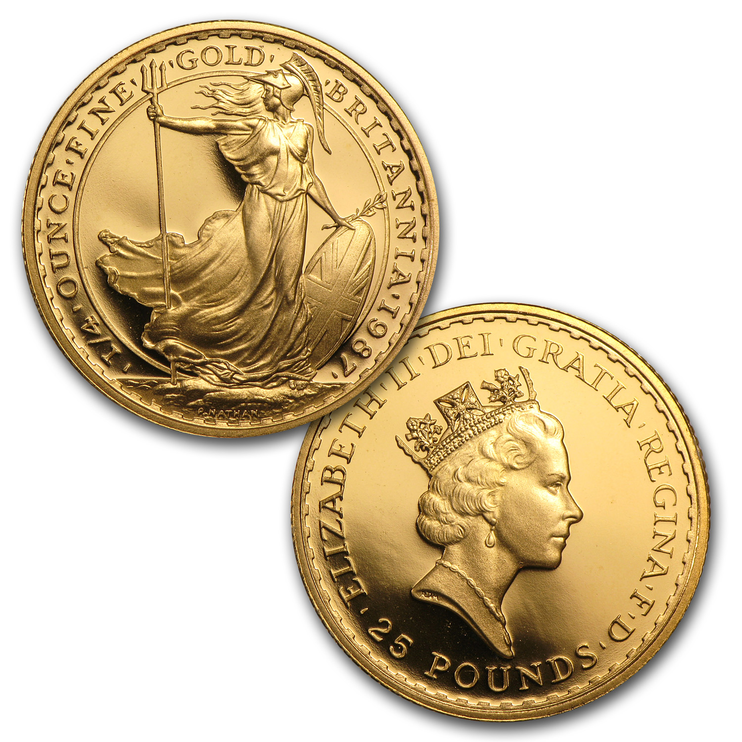 1987 Great Britain 4-Coin Gold Britannia Proof Set (w/Box & COA
